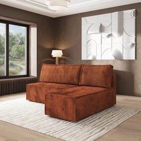 Masseno Narożnik BRISO z funkcją spania i pojemnikiem na pościel Narozniki L, Rozkładana sofa - Brązowy, TILIA 52