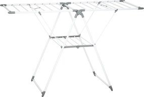 HOMCOM Suszarka stojąca 1,565 m długości suszenia, składana suszarka z 2 poziomami, regulowane skrzydła, suszarka skrzydłowa, Biała