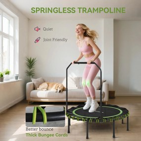 SPORTNOW Trampolina fitness z regulowaną poręczą, Trampolina sportowa do wewnątrz i na zewnątrz, Stal, Tworzywo sztuczne, Zielona
