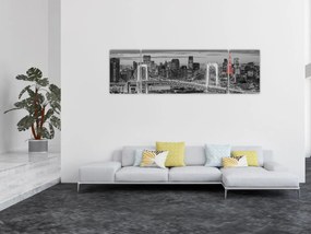 Obraz - Duże miasto z czerwoną wieżą (170x50 cm)