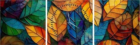 Obraz - Mozaika z liści (z zegarem) (90x30 cm)