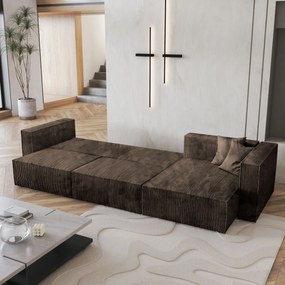 Masseno Narożnik TOLMO z funkcją spania i pojemnikiem na pościel Narozniki L, Rozkładana sofa - Brązowy, POSO 06