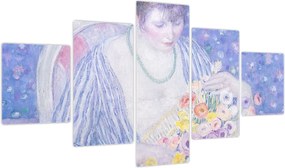 Obraz - Frederick Carl Frieseke,  The Basket of Flowers, reprodukcje (125x70 cm)
