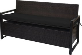 Ławka 3-osobowa z polirattanu MCW-F39, brązowy, poduszki czarne