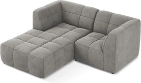 Szary aksamitny narożnik (lewostronny/z szezlongiem) Aloha – Makamii