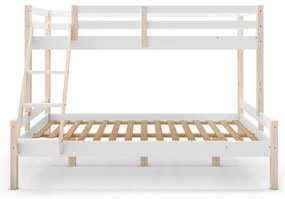Białe piętrowe łóżko dziecięce z litego drewna sosnowego 90x190/140x190 cm Livia – Marckeric