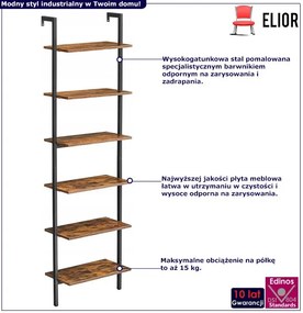 Industrialny regał drabinka z 6 półkami Savona 3X