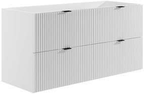 Podwieszana szafka łazienkowa prążkowana - Matowy biały - 120 cm - ZEVINI