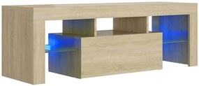 Podświetlana szafka RTV z półkami dąb sonoma E7-D60