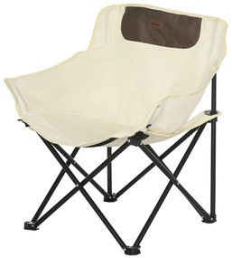 Outsunny Składane krzesło campingowe, rama stalowa, siedzisko z tkaniny, torba, Biały