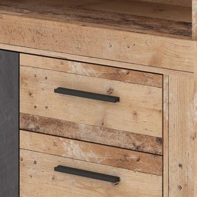 Komoda Dwudrzwiowa z Szufladami BLAGO MIDI A 119,6 cm Surowy Dąb/Czarny Loft