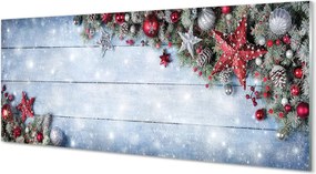 Panel szklany do Kuchni Szyszki i Bombki na Drewnie