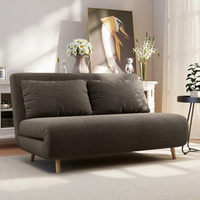 HOMCOM Sofa rozkładana, łóżko dla gości, 3-stopniowe regulowane oparcie, sztruksowy wygląd, do 120 kg, 141 x 90 x 81 cm, ciemnobrązowa