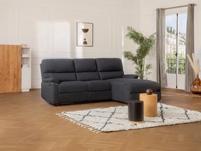 Kanapa narożna z elektryczną funkcją relax z tkaniny – kolor antracytowy – prawostronna - LUNANO
