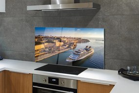 Szkło do Kuchni na Ścianę Statek przy Mieście pod Niebem