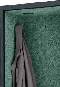 Kabina akustyczna SALLY MentalBox 600 mm – antracytowy korpus, zielone siedzisko
