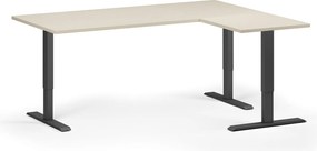 Narożne biurko z regulacją wysokości, 180x140 cm, 3 silniki, L/P, czarna podstawa, brzoza