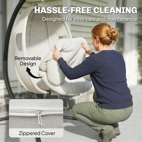 Outsunny Wiszący Fotel z Ramą, Składany Kosz z Grubymi Poduszkami, Regulowana Wysokość, Pas Bezpieczeństwa, do 120 kg | Aosom PL