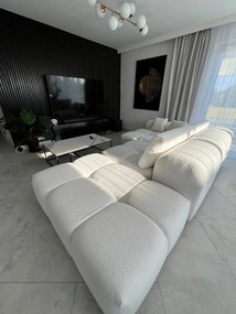 Narożnik sofa modułowa narożna Morano tkanina Manza boucle jasny beż