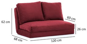 Bordowa rozkładana sofa 120 cm Taida – Balcab Home