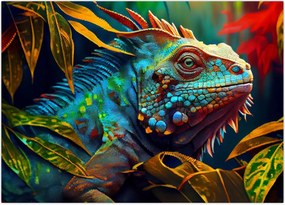 Obraz na szkle - Kolorowa iguana (70x50 cm)