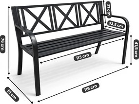 Czarna metalowa ławka ogrodowa W0-K24
