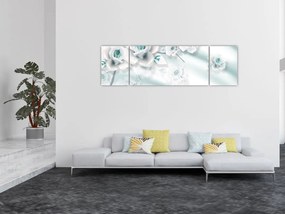Obraz - Turkusowe kwiaty róży (170x50 cm)