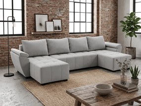 Rozkładana sofa narożna w kształcie U LIVARO 305x140 cm, jasnoszara
