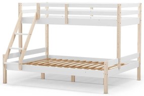 Białe piętrowe łóżko dziecięce z litego drewna sosnowego 90x190/140x190 cm Livia – Marckeric