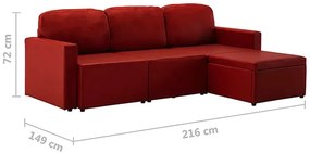 Rozkładana sofa modułowa bordowa - Odi 4Q