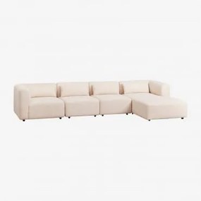 Sofa Modułowy Z Prawym Szezlongiem, 4-częściowy Fogler Tkanina Baranek Boucle Kremowy Beż - Sklum