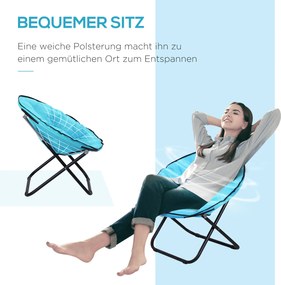 Outsunny Krzesło Składane Kempingowe Ogrodowe Metal Tkanina Oxford Niebieskie 80x80x75cm | Aosom PL