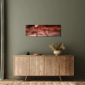 Obraz - Księżyc oświetlający noc (z zegarem) (90x30 cm)
