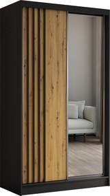 Szafa Przesuwna NELVIA 120 cm z Lustrem Szafa Dwudrzwiowa Czarna
