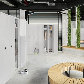 Szafka pracownicza metalowa czterokomorowa szara: KACPER II, 600 x 1800 x 500 mm