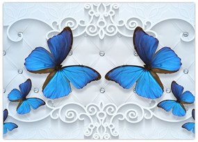 Obraz na szkle - Niebieskie motyle (70x50 cm)