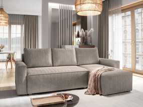 Masseno Narożnik POTARO z funkcją spania i pojemnikiem na pościel Narozniki L, Rozkładana sofa - Beżowy, POSO 02