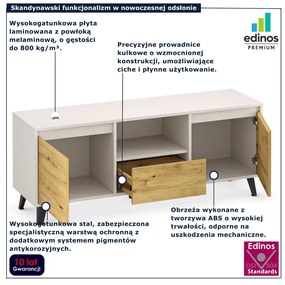 Szafka RTV na czarnych nóżkach kaszmir + dąb artisan R0-B56