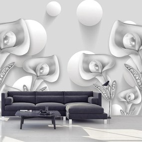 Fototapeta - Srebrne kwiaty (196x136 cm)