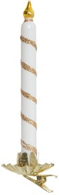 Szklana bombka przypinana, świeca, 15 cm