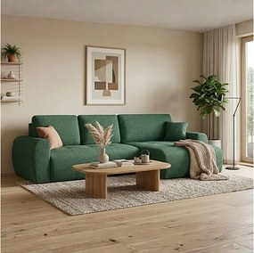 Stylowy narożnik rozkładany prawostronny  IVO XL 280x142 cm w tkaninie CENTAUR 12 butelkowej zieleni