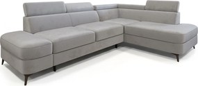 Masseno Narożnik AVISE z funkcją spania i pojemnikiem na pościel Narozniki L, Rozkładana sofa - Jasnoszary, MONOLITH 84