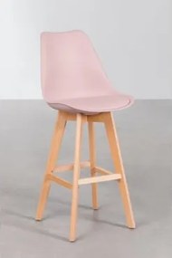 Wysoki Stołek Nordycki Z Poduszką Ze Skóry Ekologicznej Toasted Almond & ↑75 Cm - Sklum