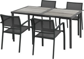Outsunny Zestaw mebli ogrodowych, zestaw krzeseł ogrodowych, 1 stół, 4 krzesła, 150 x 87 x 72 cm, Szary