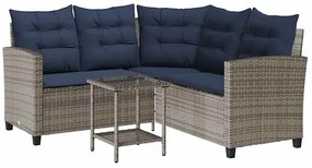 Sofa ogrodowa ze stolikiem szaro granatowa N8-P93