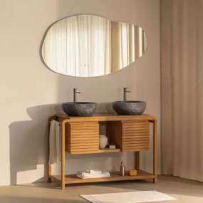 Zestaw Mebli Łazienkowych Bradley Z Drewna Tekowego 2 X Nieregularna Z Czarnego Cementu ↔︎40 Cm Fedro & - Sklum