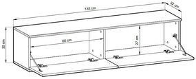 Szafka RTV KARL 3D 135cm wisząca/stojąca czarny mat  PIASKI Meble