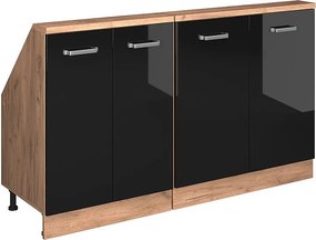 Szafka kuchenna na dach skośny czarny wysoki połysk 140x46x81.6 r-line