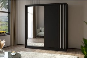 Szafa biała z lustrem przesuwna na ubrania NELI 200 cm szuflady