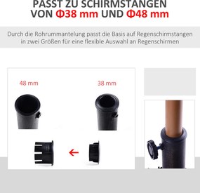 Stojak na parasole Outsunny 15 kg uchwyt na parasol do żywicy syntetycznej Ø38 mm Ø48 mm